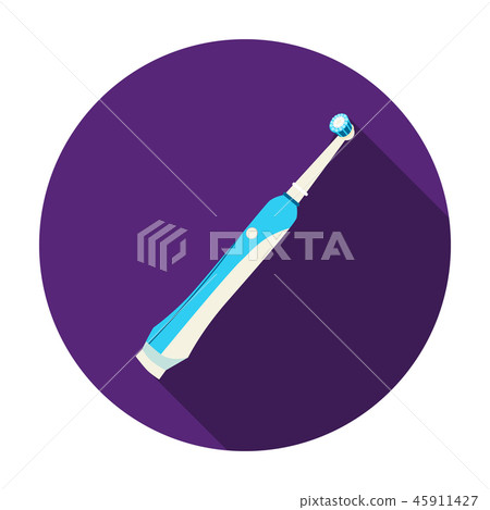 Electric toothbrush icon in flat style isolated...-插圖素材 [45911427 ...