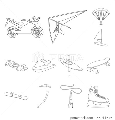 Extreme sport outline icons in set collection for design.Different kinds of sports vector symbol Extreme sport outline icons in set collection for design.Different kinds of sports vector symbol 45911646