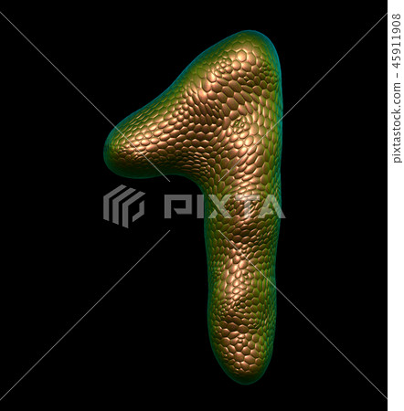Number 1 one made of natural gold snake skin texture isolated on black 45911908