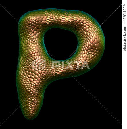Letter P made of natural gold snake skin texture isolated on black. Letter P made of natural gold snake skin texture isolated on black. 45911929