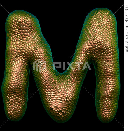 Letter M made of natural gold snake skin texture isolated on black. Letter M made of natural gold snake skin texture isolated on black. 45911933