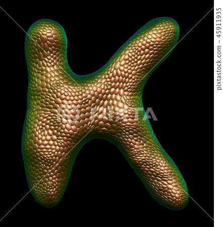 Letter K made of natural gold snake skin texture isolated on black. Letter K made of natural gold snake skin texture isolated on black. 45911935