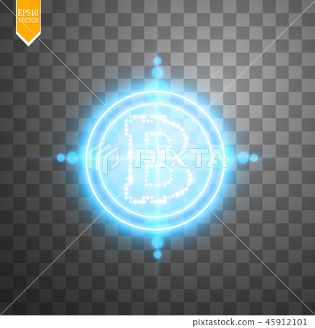 Bitcoin with neon blue target. Bitcoin with neon blue target. 45912101