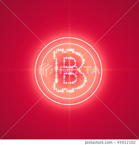 Bitcoin with neon red target. Bitcoin with neon red target. 45912102
