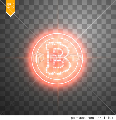 Bitcoin with neon red target. 45912103