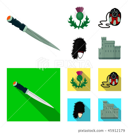 National Dirk Dagger, Thistle National Symbol, Sporran,glengarry.Scotland set collection icons in National Dirk Dagger, Thistle National Symbol, Sporran,glengarry.Scotland set collection icons in 45912179