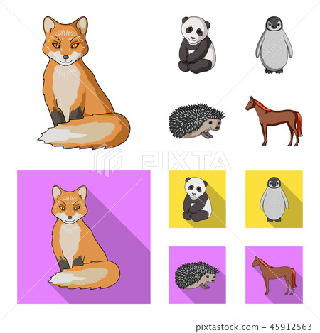 Fox, panda, hedgehog, penguin and other animals.Animals set collection icons in cartoon,flat style 45912563