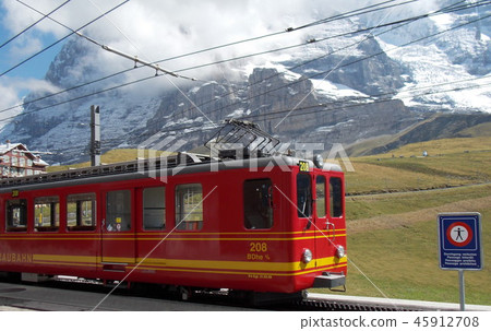 Jungfrau railway with Eiger background Jungfrau railway with Eiger background 45912708