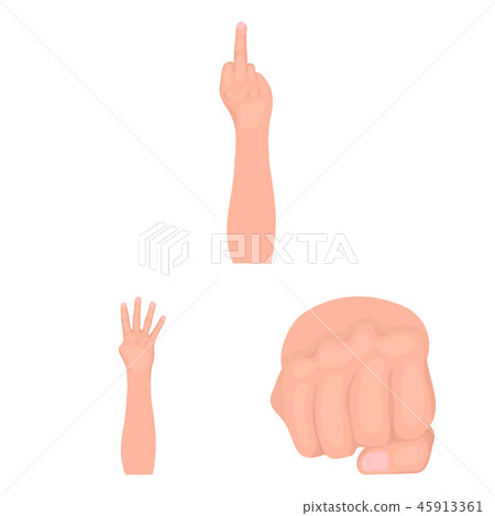 Gestures and their meaning cartoon icons in set collection for design.Emotional part of 45913361
