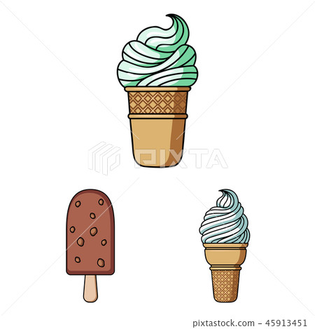 Different ice cream cartoon icons in set collection for design. Dessert and sweetness vector symbol 45913451