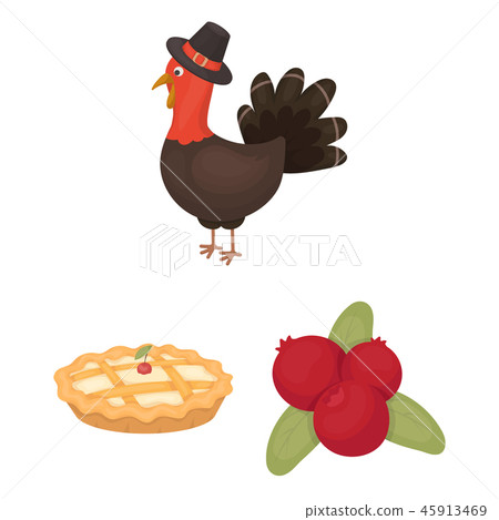 Canada Thanksgiving Day cartoon icons in set collection for design. Canada and Tradition vector 45913469