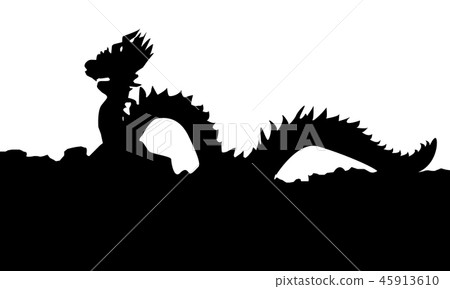 The Chinese Style Dragon Statue Vector Silhouette The Chinese Style Dragon Statue Vector Silhouette 45913610