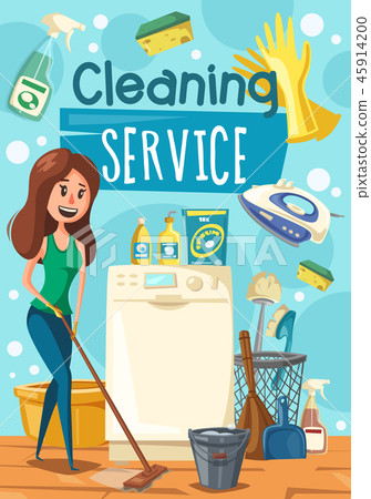 Cleaning service, woman mopping floor 45914200