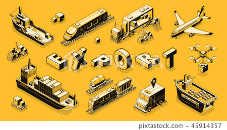 Commercial cargo export isometric vector concept 45914357