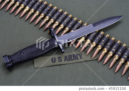 bayonet on US ARMY uniform background bayonet on US ARMY uniform background 45915108