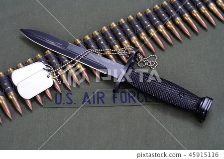bayonet and ammunition on US AIR FORCE uniform  45915116