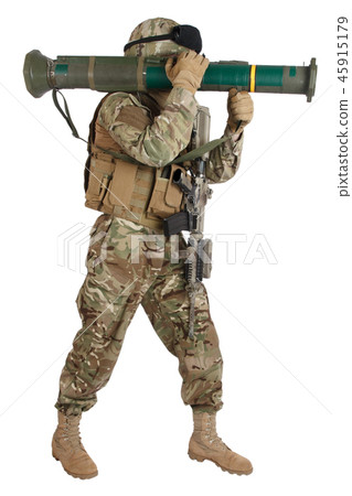 US ARMY soldier with recoilless rocket launcher US ARMY soldier with recoilless rocket launcher 45915179