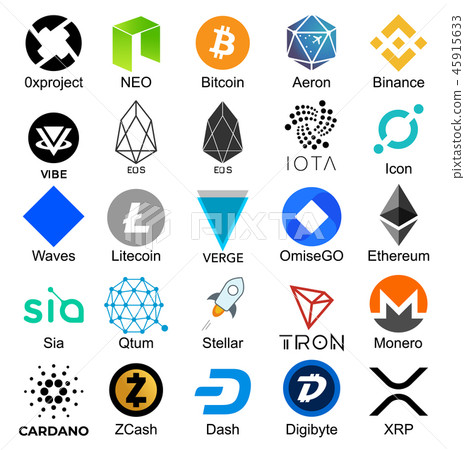 Set of logos popular cryptocurrencies 45915633