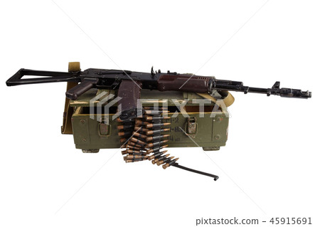 army box of ammunition with AK 47 and ammunition army box of ammunition with AK 47 and ammunition 45915691