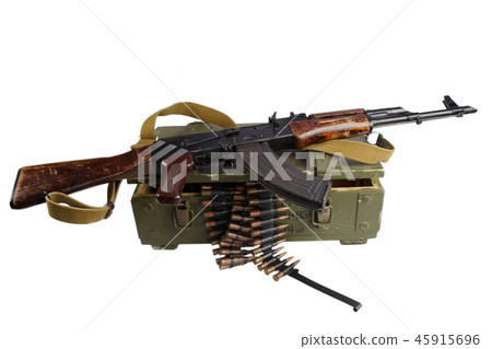 army box of ammunition with AK 47 and ammunition army box of ammunition with AK 47 and ammunition 45915696