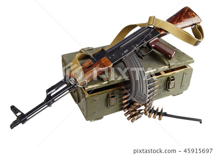 army box of ammunition with AK 47 and ammunition army box of ammunition with AK 47 and ammunition 45915697