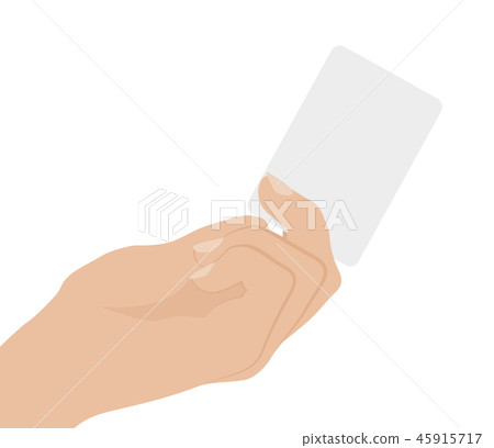 Hand holding white card, on white background 45915717