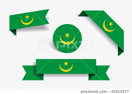 Mauritanian flag stickers and labels. Vector illustration. 45915877