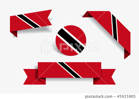 Trinidad and Tobago flag stickers and labels. Vector illustration. Trinidad and Tobago flag stickers and labels. Vector illustration. 45915905