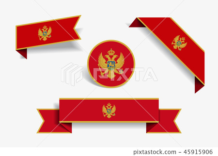 Montenegrian flag stickers and labels. Vector illustration. 45915906
