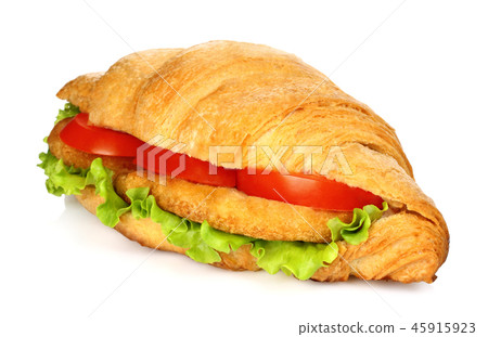 Big croissant with vegetables and chicken meat Big croissant with vegetables and chicken meat 45915923