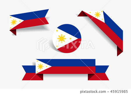 Philippines Flag Stickers And Labels Vector Stock Illustration