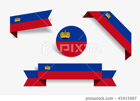 Liechtenstein flag stickers and labels. Vector illustration. 45915987