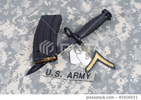M16 magazine with ammo on US Army uniform M16 magazine with ammo on US Army uniform 45916031