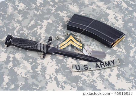 M16 magazine with ammo on US Army uniform 45916033