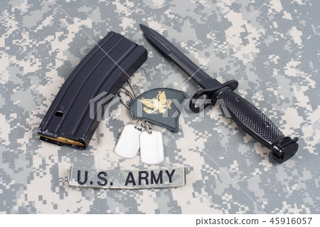 M16 magazine with ammo on US Army uniform 45916057