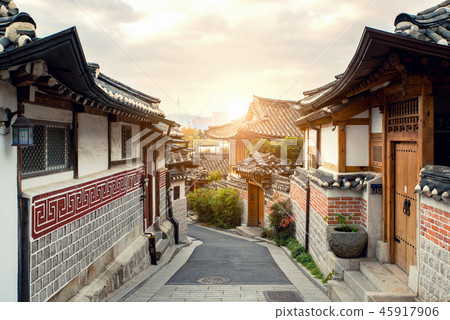 Bukchon Hanok Village in Seoul, South Korea. Bukchon Hanok Village in Seoul, South Korea. 45917906