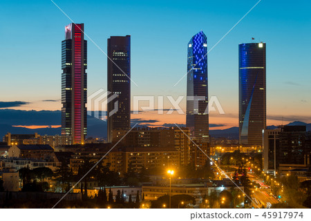 Madrid business building at night, Spain 45917974