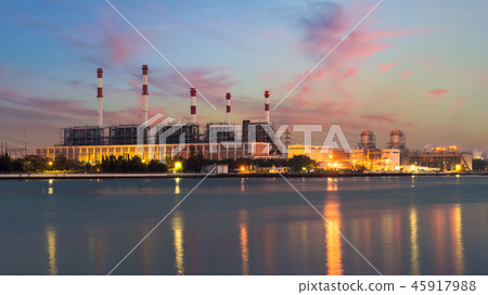 Landscape Boiler in stream power plant at night. Landscape Boiler in stream power plant at night. 45917988