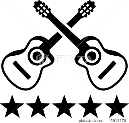 Acoustic guitar crossed with stars 45918276