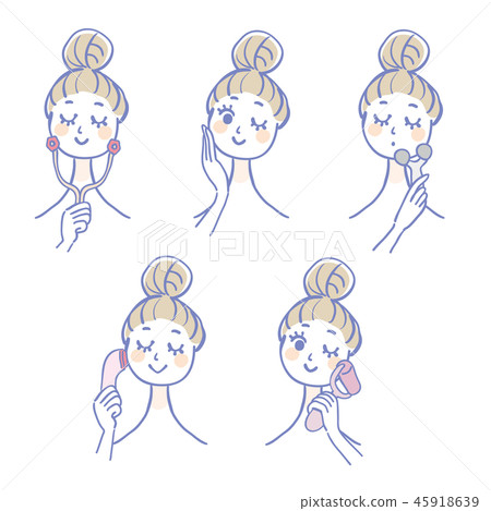 Women using facial instruments set 45918639
