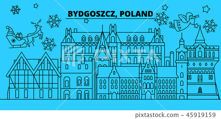 Poland, Bydgoszcz winter holidays skyline. Merry Christmas, Happy New Year decorated banner with Poland, Bydgoszcz winter holidays skyline. Merry Christmas, Happy New Year decorated banner with 45919159
