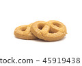 one side of two butter cookies on white background 45919438
