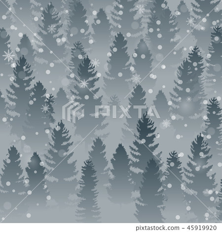 Hello Winter forest landscape and tree pine backgr Hello Winter forest landscape and tree pine backgr 45919920