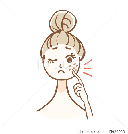 皮膚問題染黃昏的女人 45920033