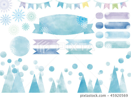 Watercolor style winter snow frame (snowflake) Watercolor style winter snow frame (snowflake) 45920569