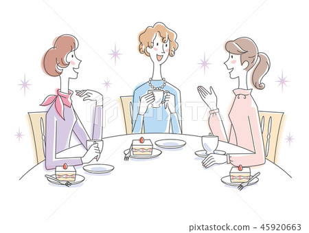 三名婦女茶時間例證 三名婦女茶時間例證 45920663