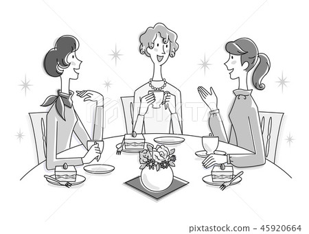 三名婦女茶時間例證 45920664