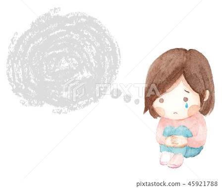 Girl with a knee and crying 45921788