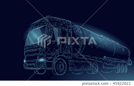 Oil truck highway cistern 3D render low poly. Fuel petroleum finance industry diesel tank. Cylinder Oil truck highway cistern 3D render low poly. Fuel petroleum finance industry diesel tank. Cylinder 45922021