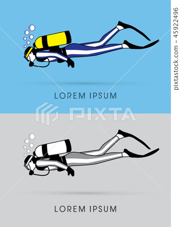 Diving with bubbles water graphic, vector Diving with bubbles water graphic, vector 45922496